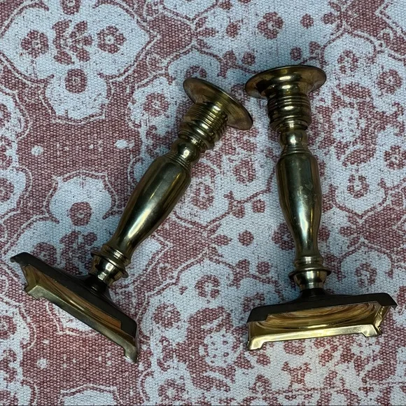 Vintage Brass Candlesticks Pair - Picture 9 of 11